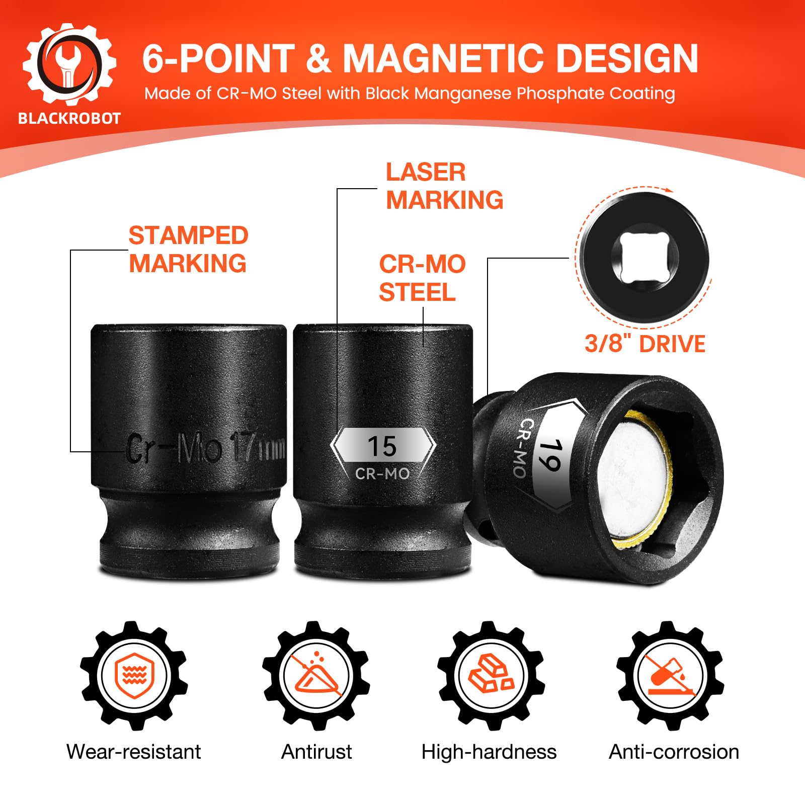 BLACKROBOT 19mm socket highlighting high-torque capacity.