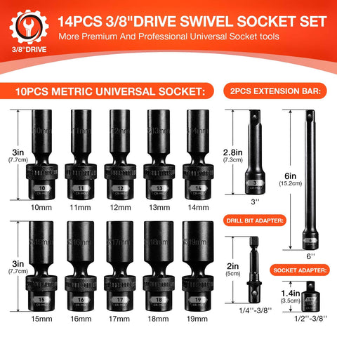 BLACKROBOT swivel socket 11mm fits fasteners in confined engine compartments