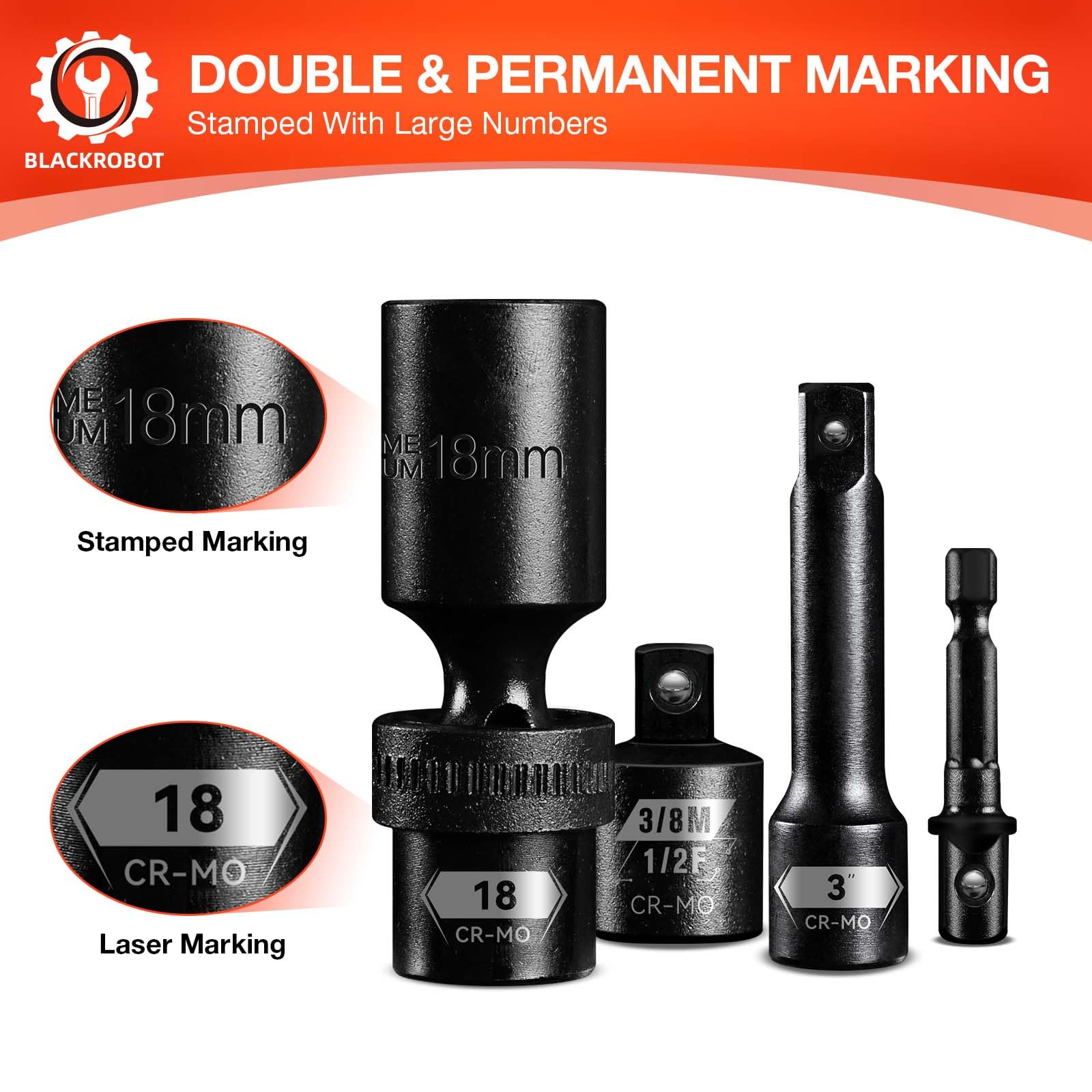 BLACKROBOT 14mm swivel socket ideal for reach around obstacles
