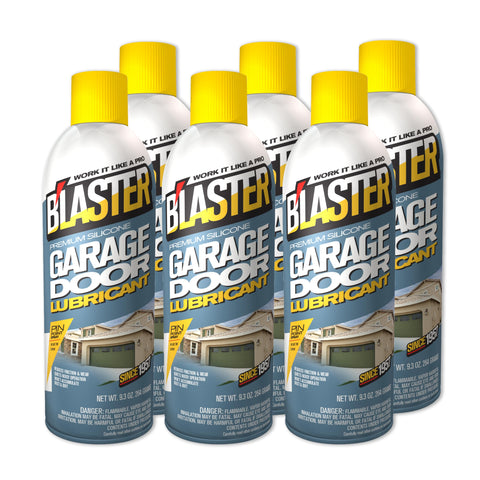 Blaster garage door lubricant spray bottle for smooth operation.