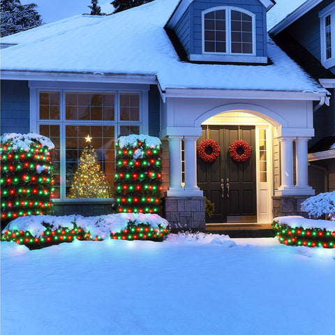 BlcTec net lights draped on a tree provide effortless coverage and secure fit.