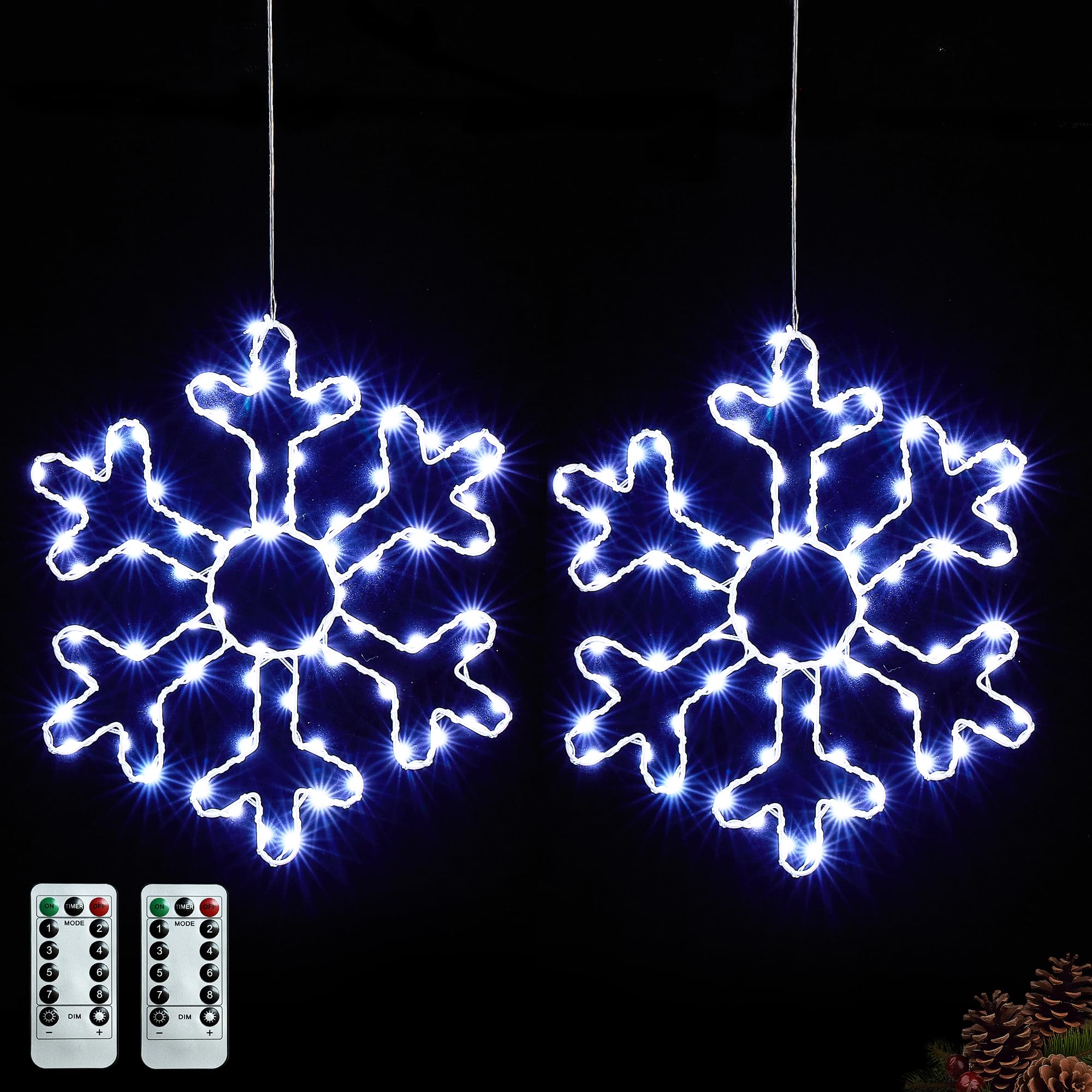 BlcTec snowflakes 2-pack with durable metal frames for indoor and outdoor display