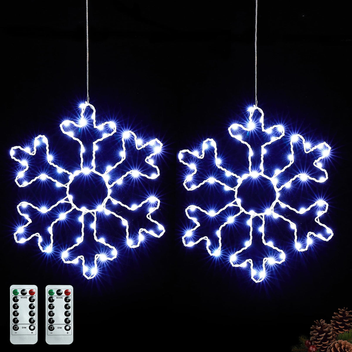 BlcTec snowflakes 2-pack with durable metal frames for indoor and outdoor display