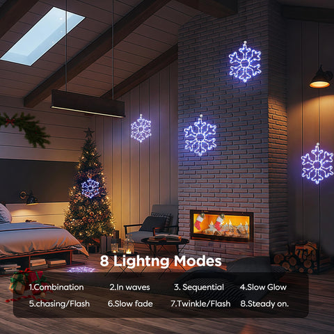 BlcTec snowflakes show 8 lighting modes for versatile holiday ambiance