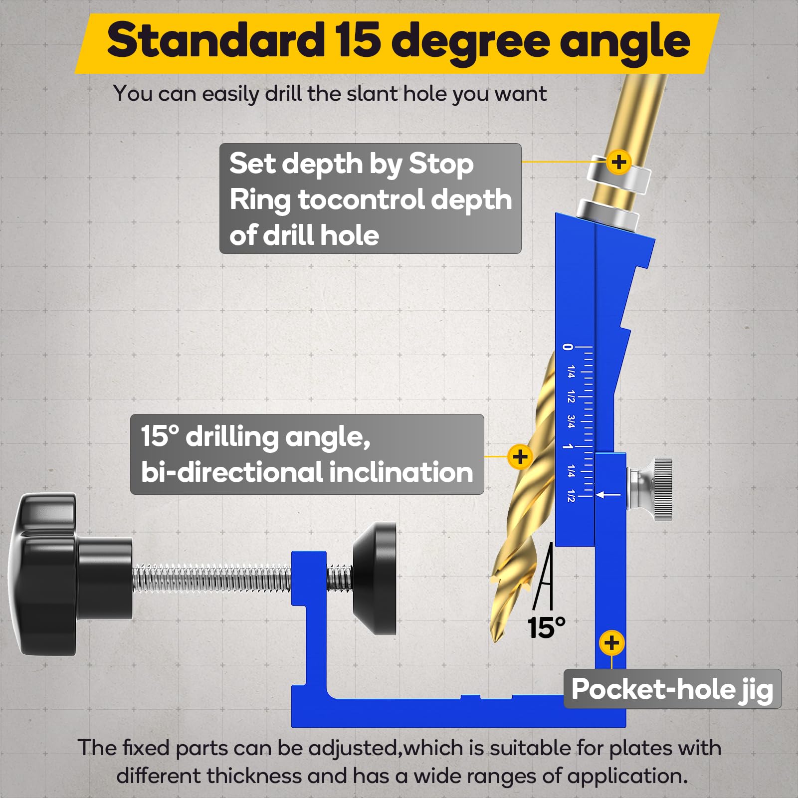 Comprehensive kit includes drill bits, screws, star screw, and limit ring for versatile projects