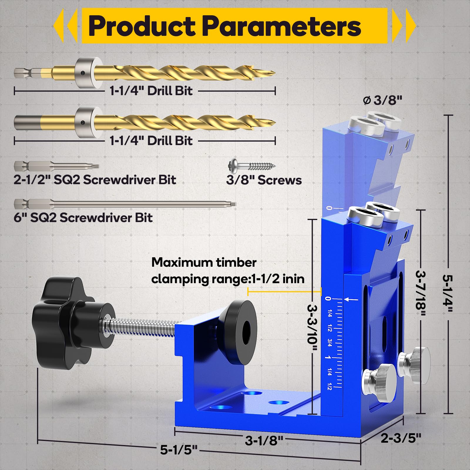 All-metal construction with steel sleeves ensures durability and accuracy during drilling