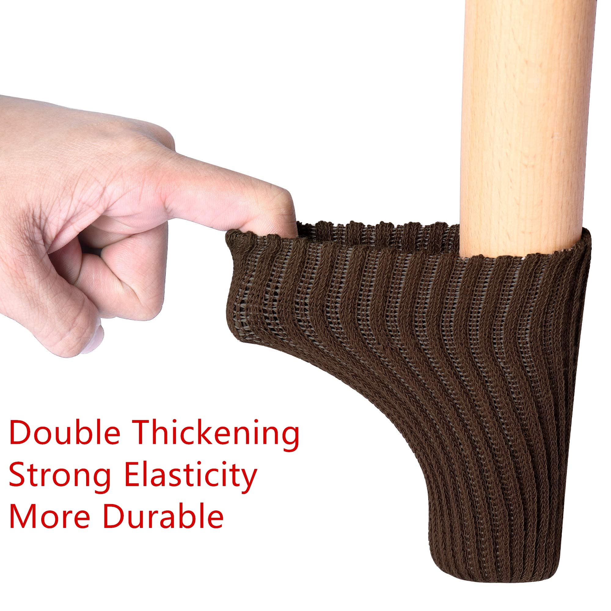 BLENDNEW coffee knitted chair leg socks on wood floor reduce noise.