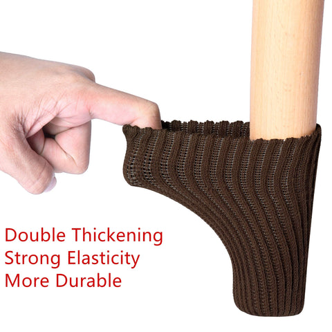 BLENDNEW coffee knitted chair leg socks on wood floor reduce noise.