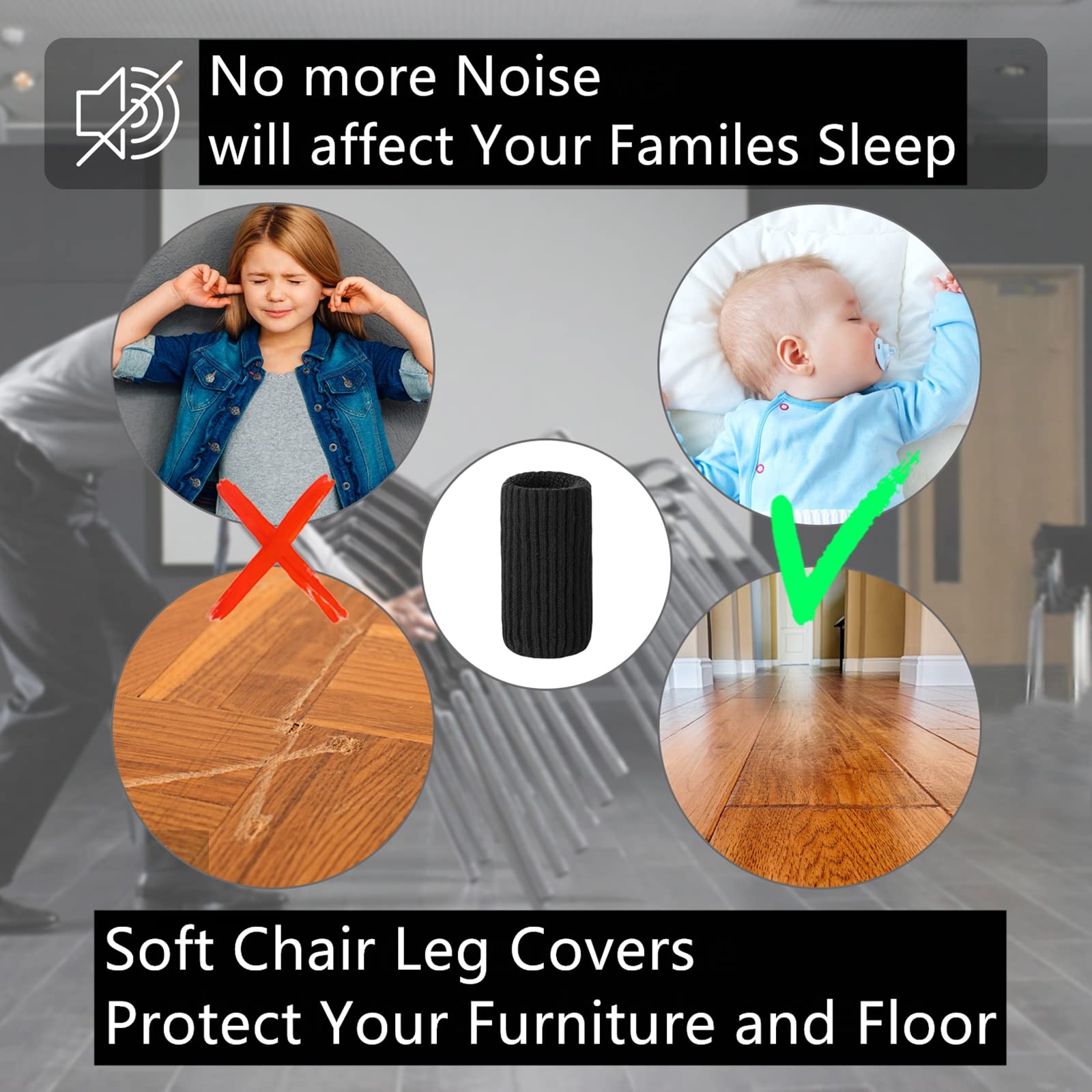 Blendnew easy-install chair leg covers stay securely and simplify rearranging furniture.