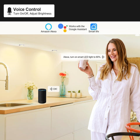 BlessingLux puck light with voice control works with Alexa and Google Assistant