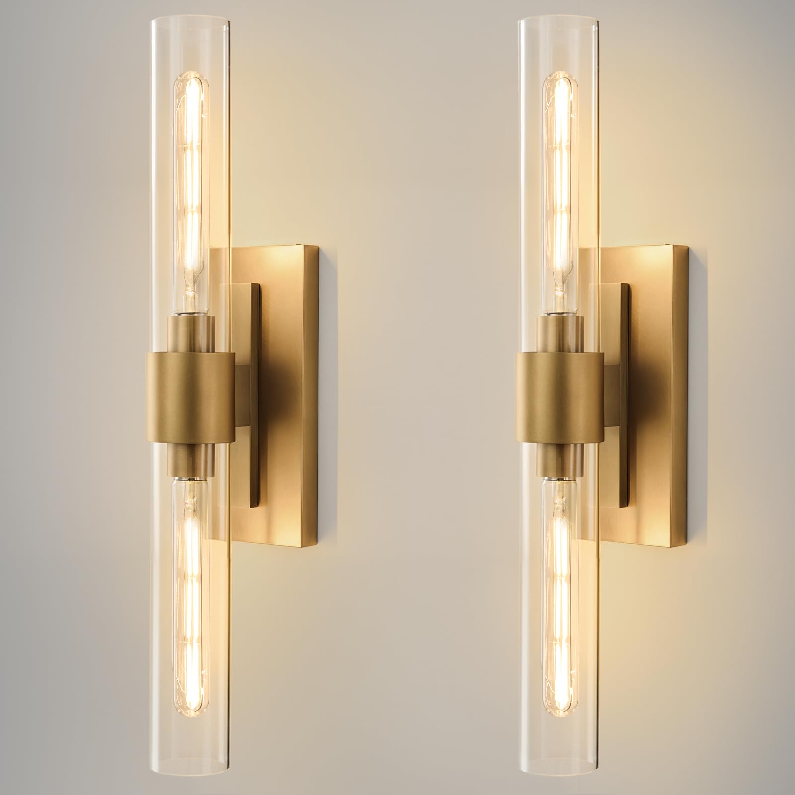 BlesULuk Champagne Brass Wall Sconce set of 2 with vertical or horizontal mounting for bathrooms
