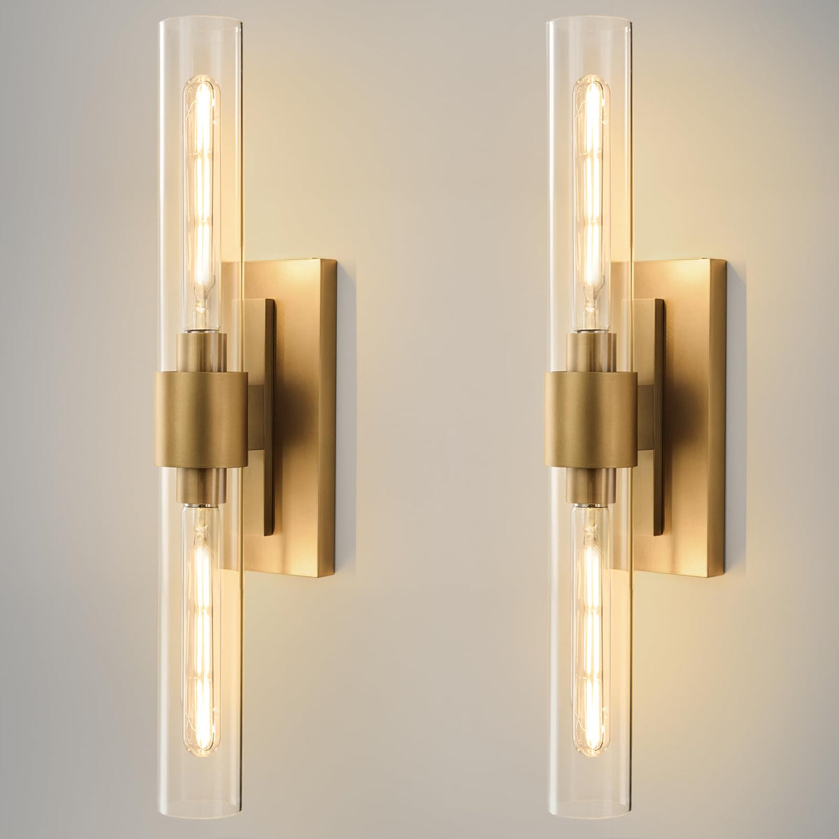 BlesULuk Champagne Brass Wall Sconce set of 2 with vertical or horizontal mounting for bathrooms