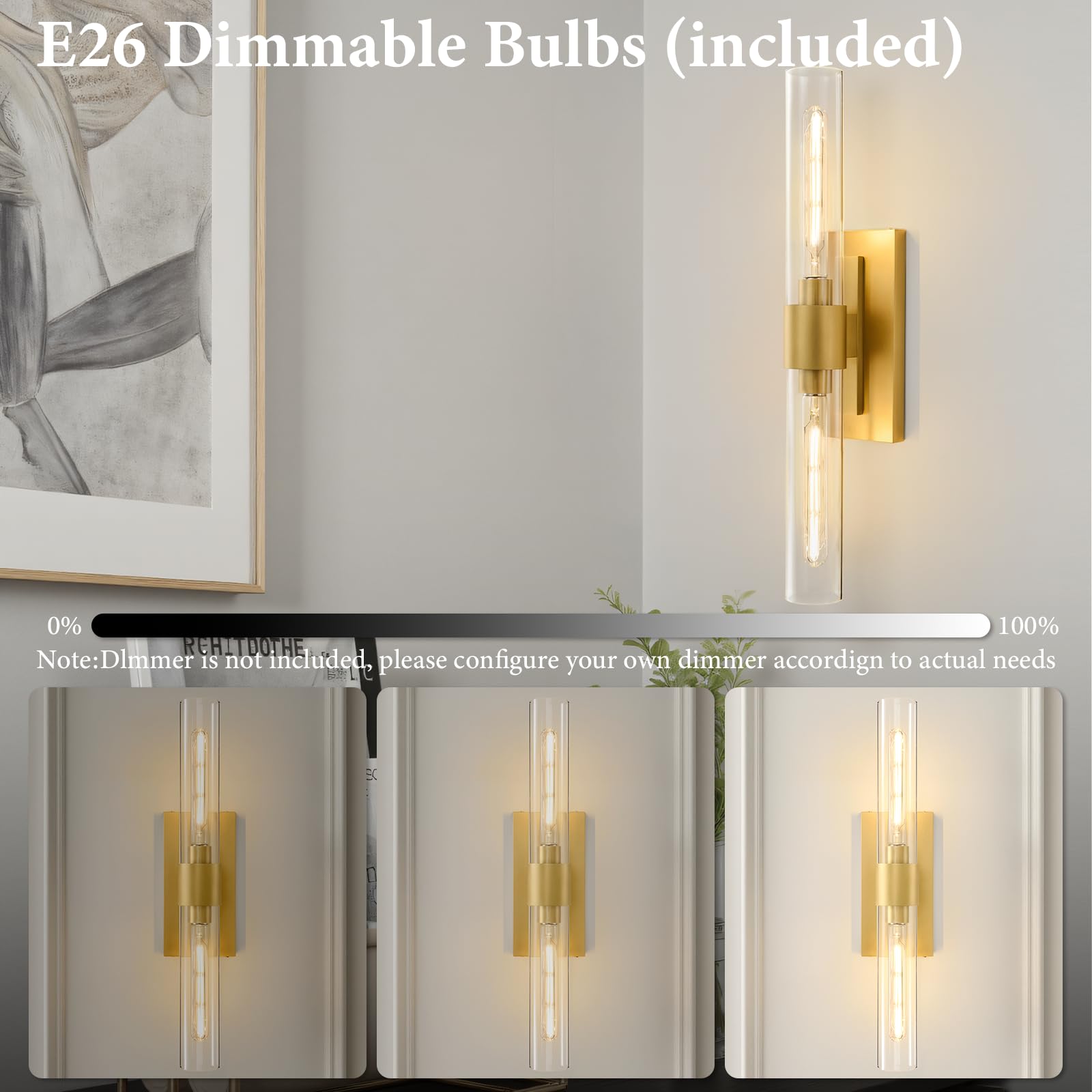 BlesULuk Dimmable wall sconce with adjustable brightness