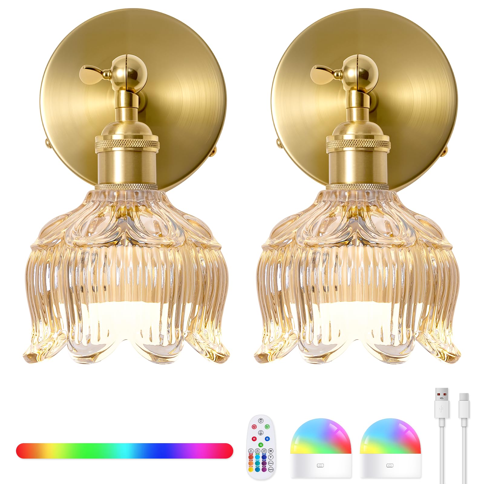 BlesULuk vintage wall sconce with cognac glass front for cozy living room lighting
