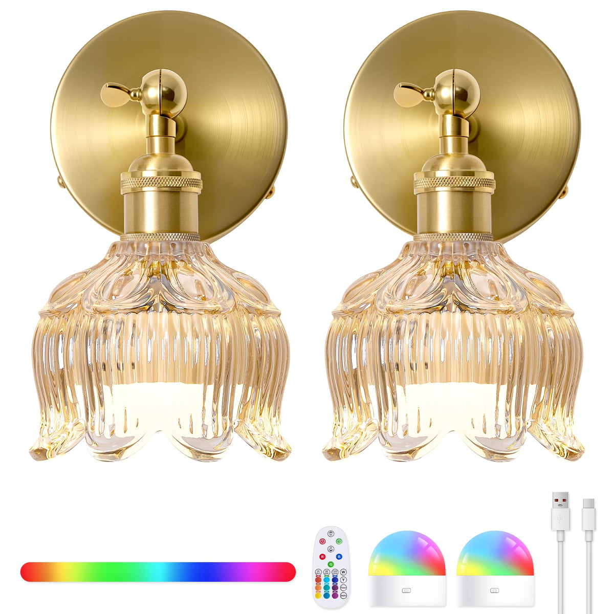 BlesULuk vintage wall sconce with cognac glass front for cozy living room lighting