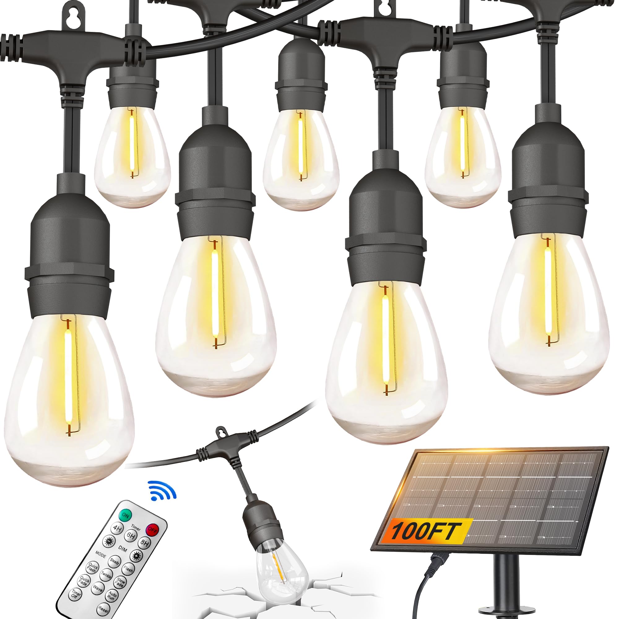 BLIATLUS 100ft solar string lights for outdoor ambiance and energy-efficient lighting