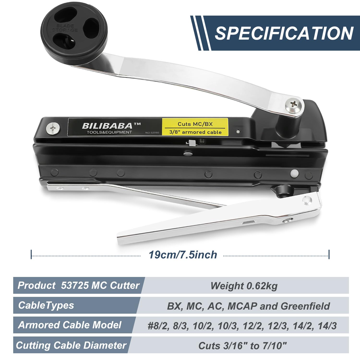 Blibaba MC Cable Cutter adjustable depth prevents nicks during cuts.