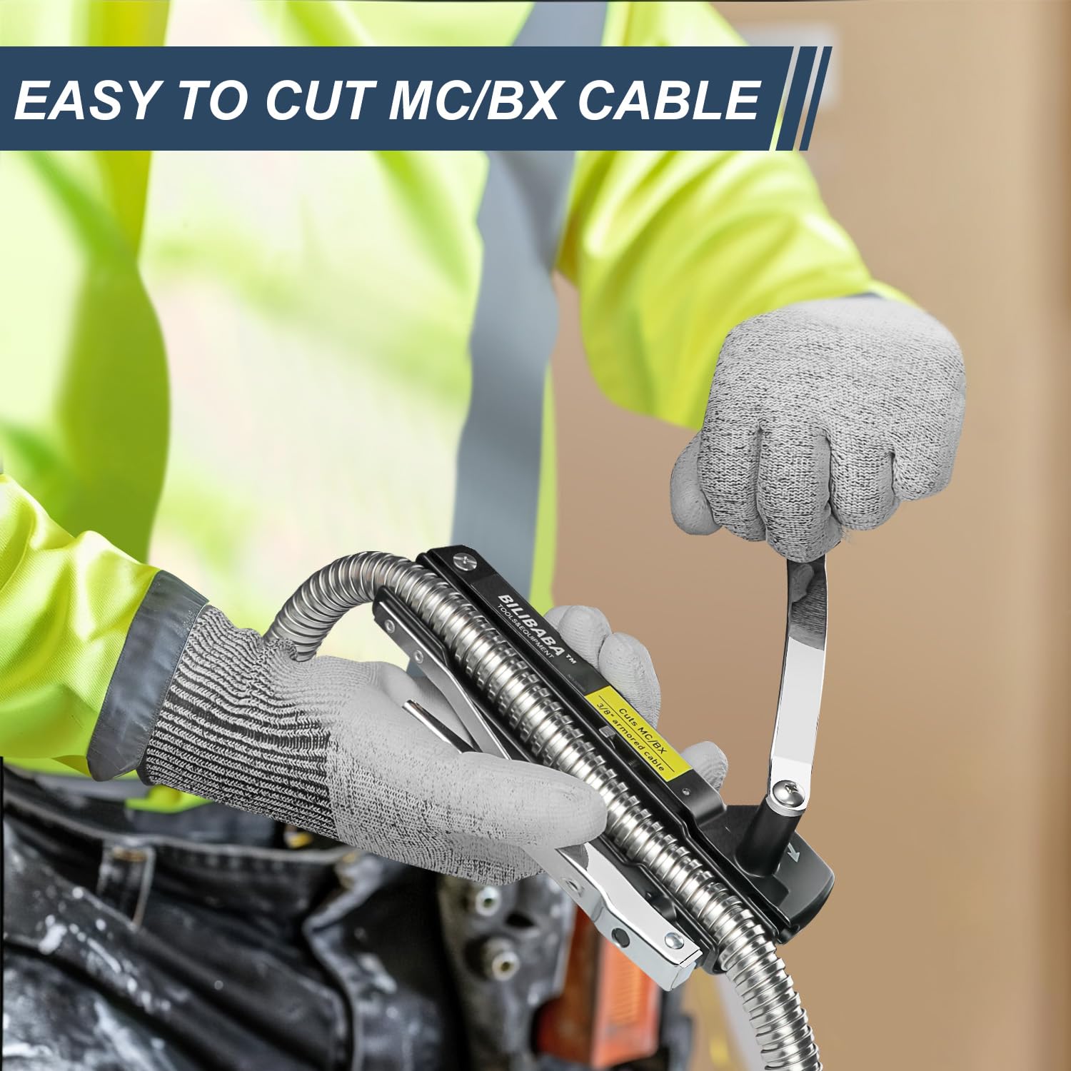 Blibaba cable cutter supports BX MC AC MCAP and Greenfield cables.