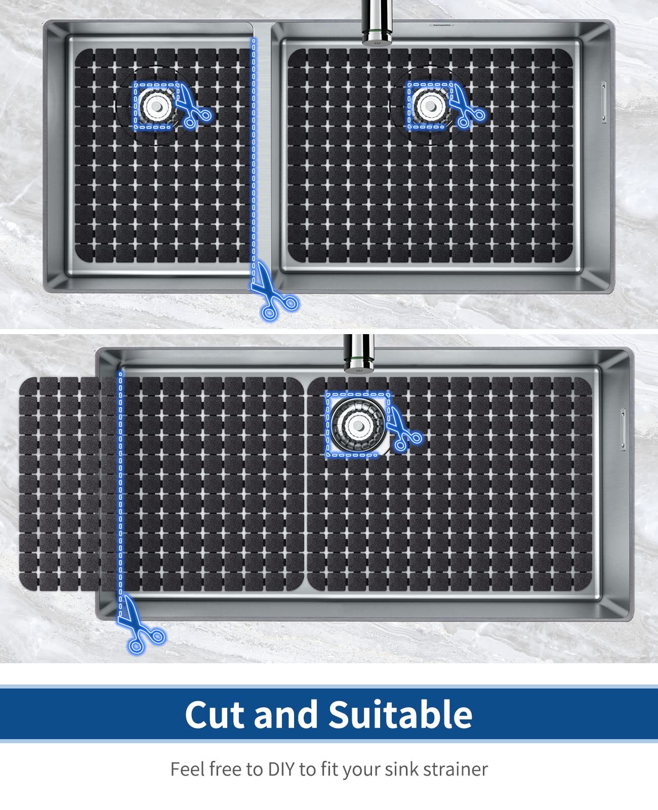 Bligli non-slip bottom mat keeps dishes stable during washing.