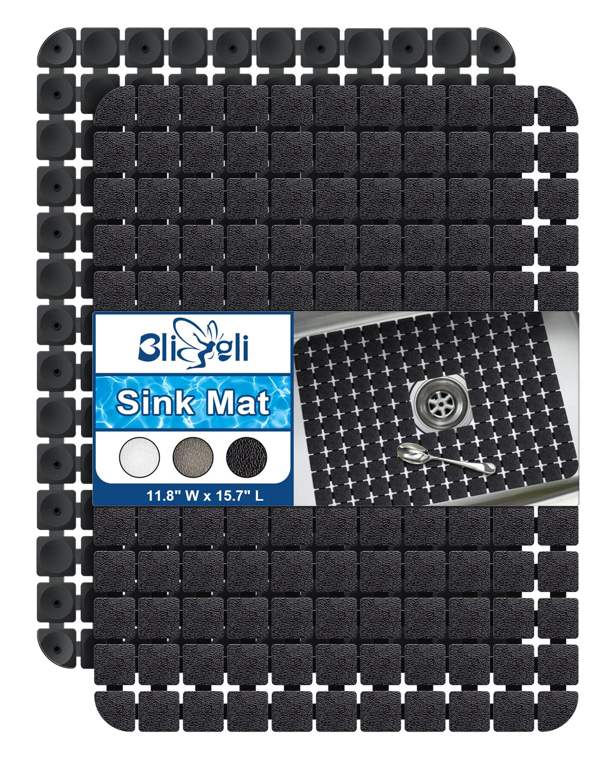 Bligli sink mat protector black 2-pack cushions and shields delicate cookware.