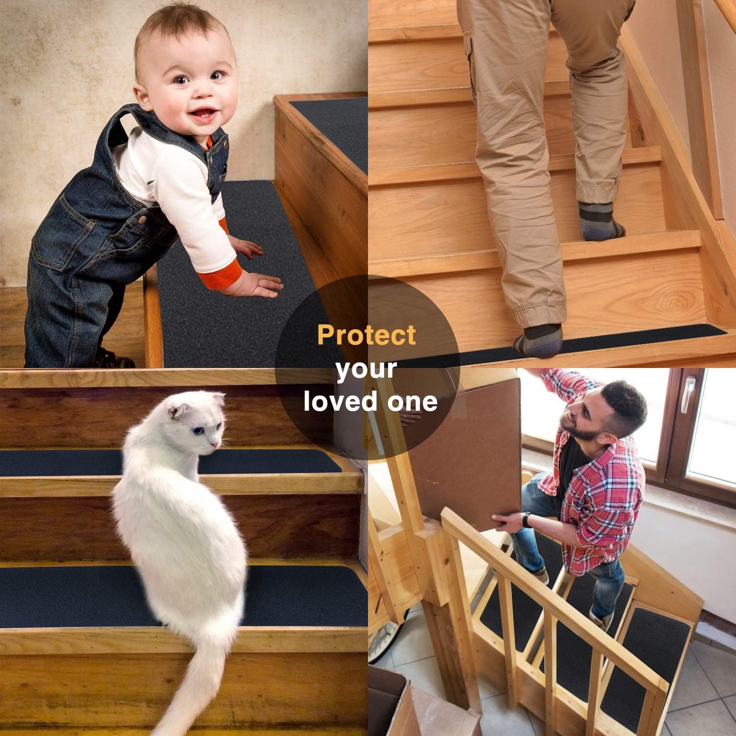 Easy installation: clean, peel, and apply Bligo stair treads