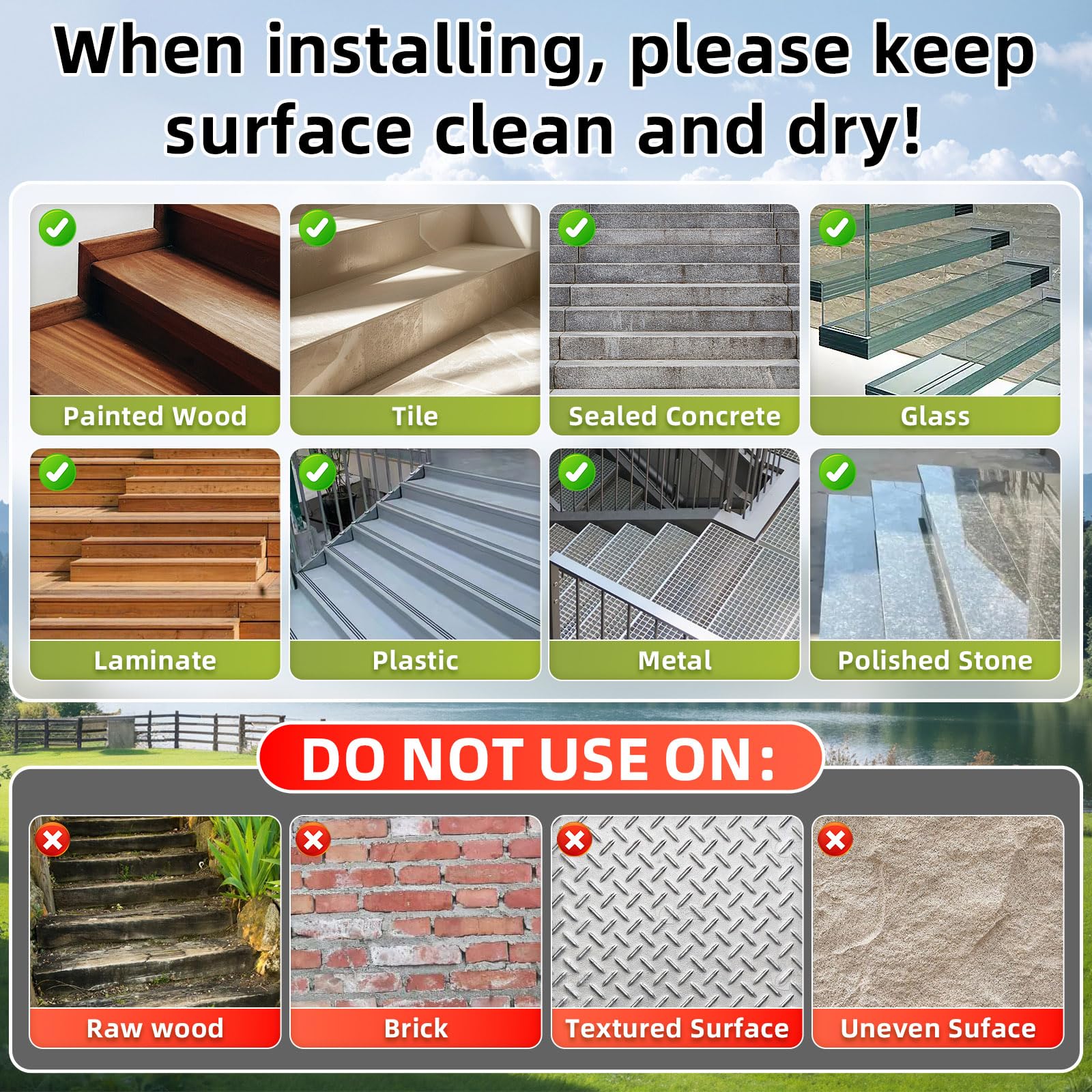 Wide 6x30 inch coverage covers more of each stair