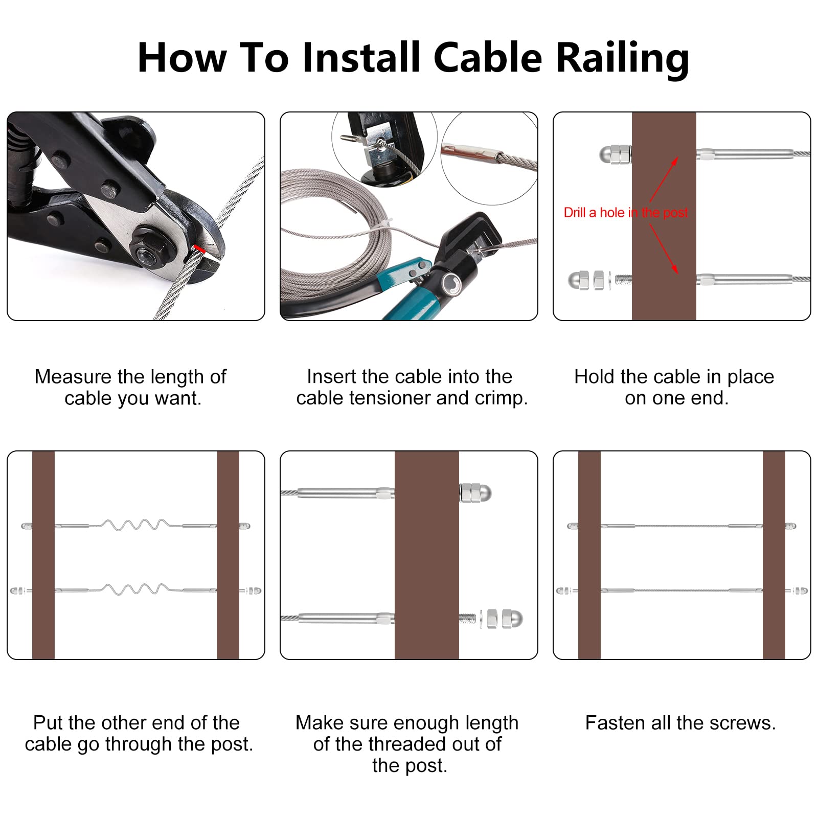 2x2 wood and metal post compatibility with Blika cable railing kit.