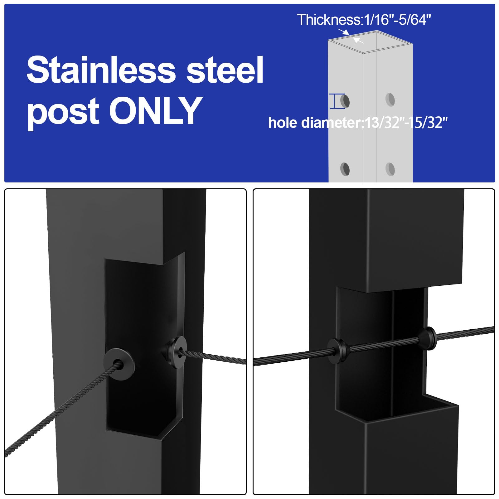 Blika grommets designed for indoor-outdoor use on durable posts.