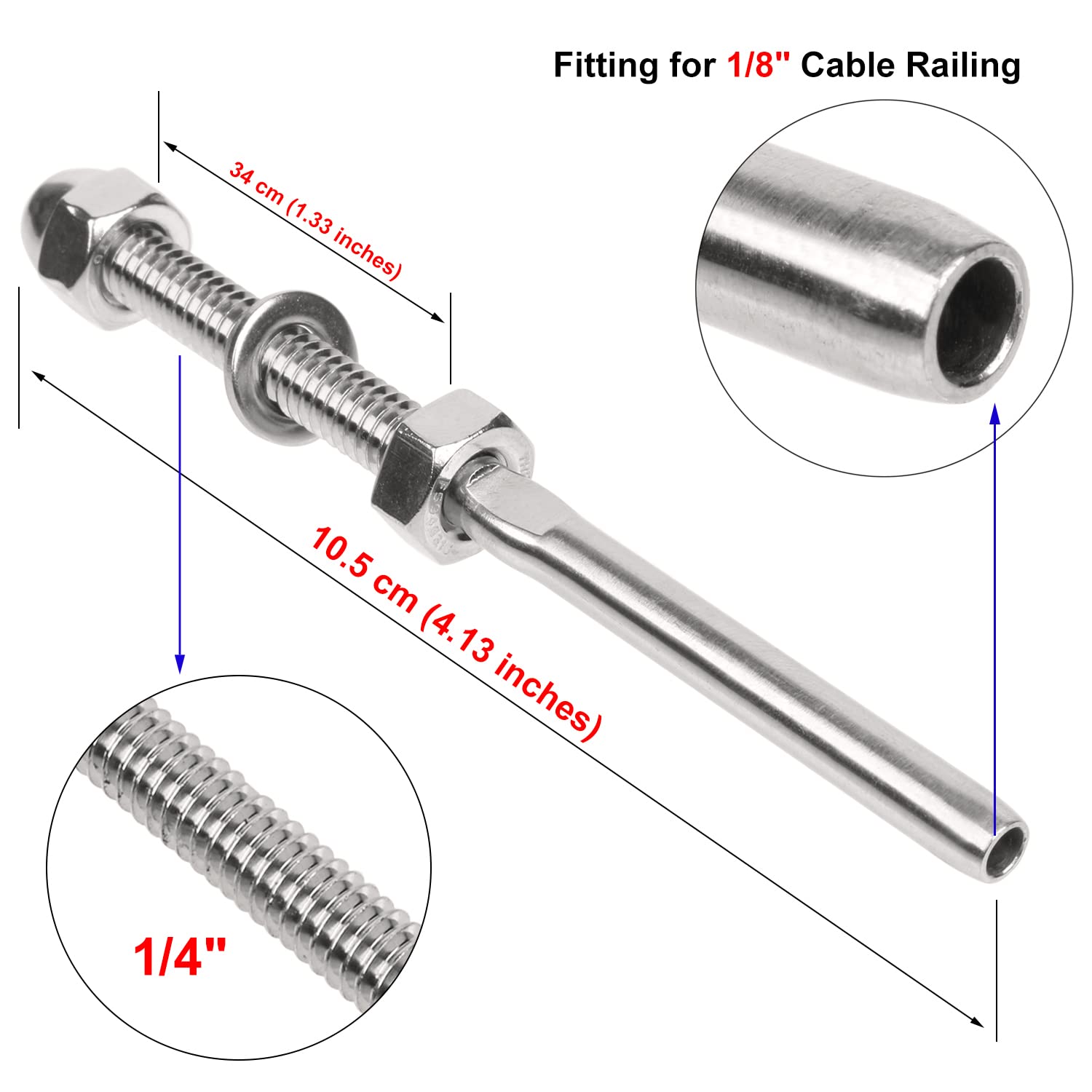 T316 stainless steel cable tensioner from Blika for outdoor railing projects.