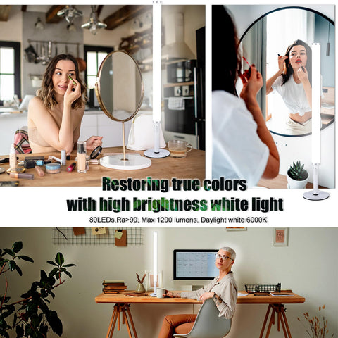 Blikshin height-adjustable vanity light adapts to various mirror sizes.