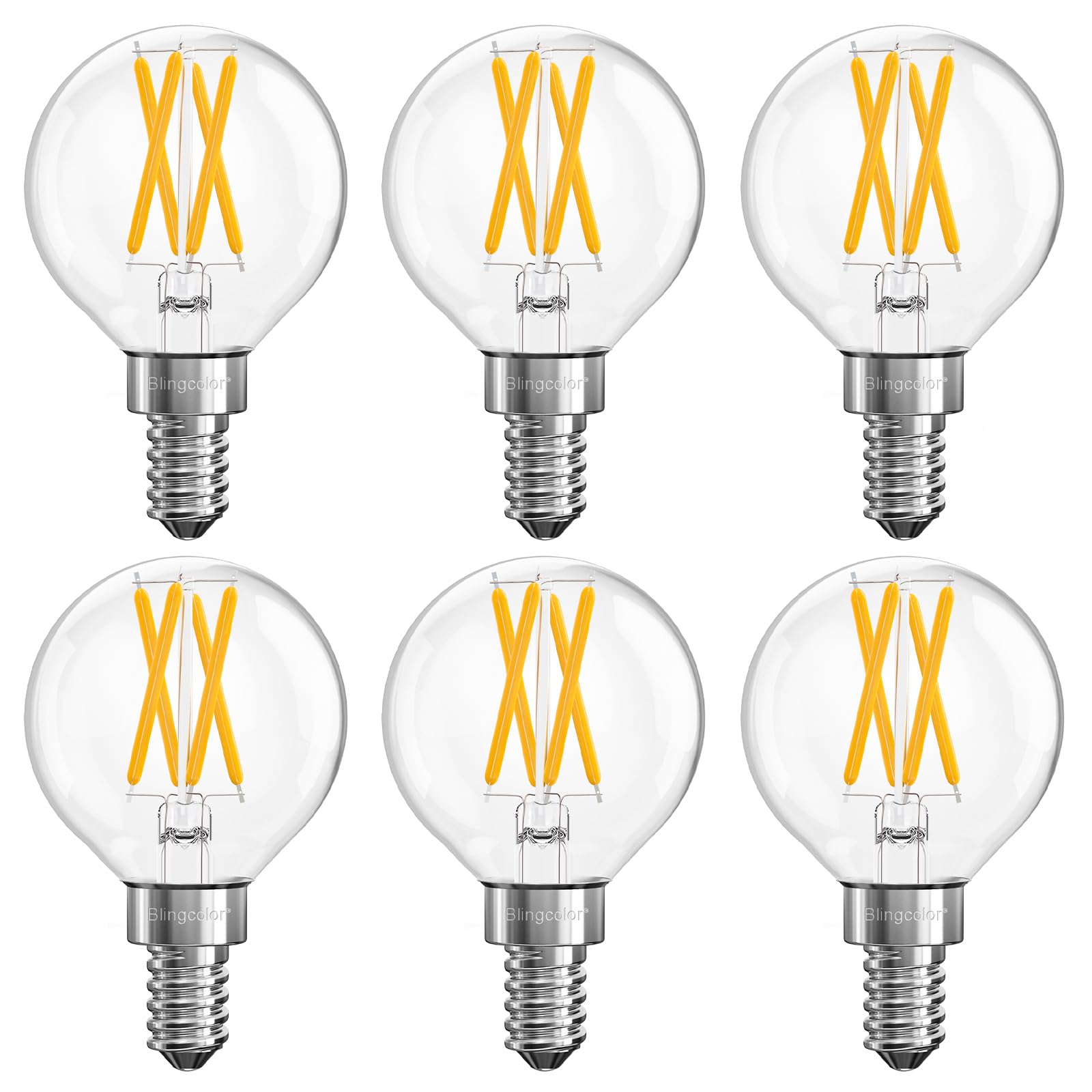 BLINGCOLOR dimmable E12 bulbs provide 600 lumens of soft white light for chandeliers