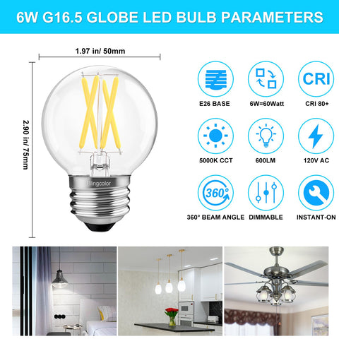 BLINGCOLOR dimmable G16.5 LED bulb dimmer range demonstration