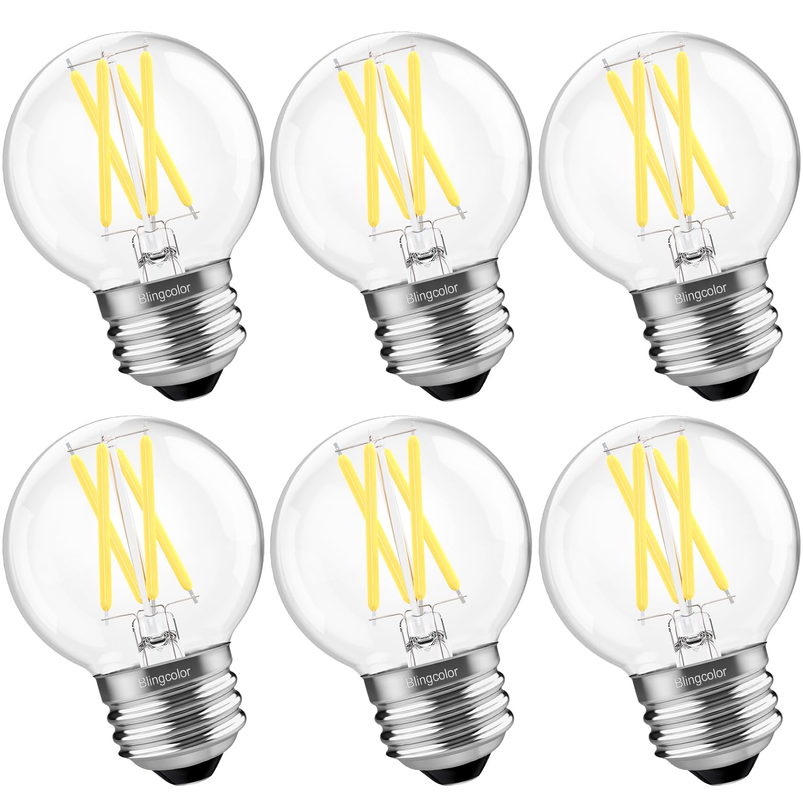 BLINGCOLOR dimmable G16.5 LED bulb in a chandelier for adjustable brightness