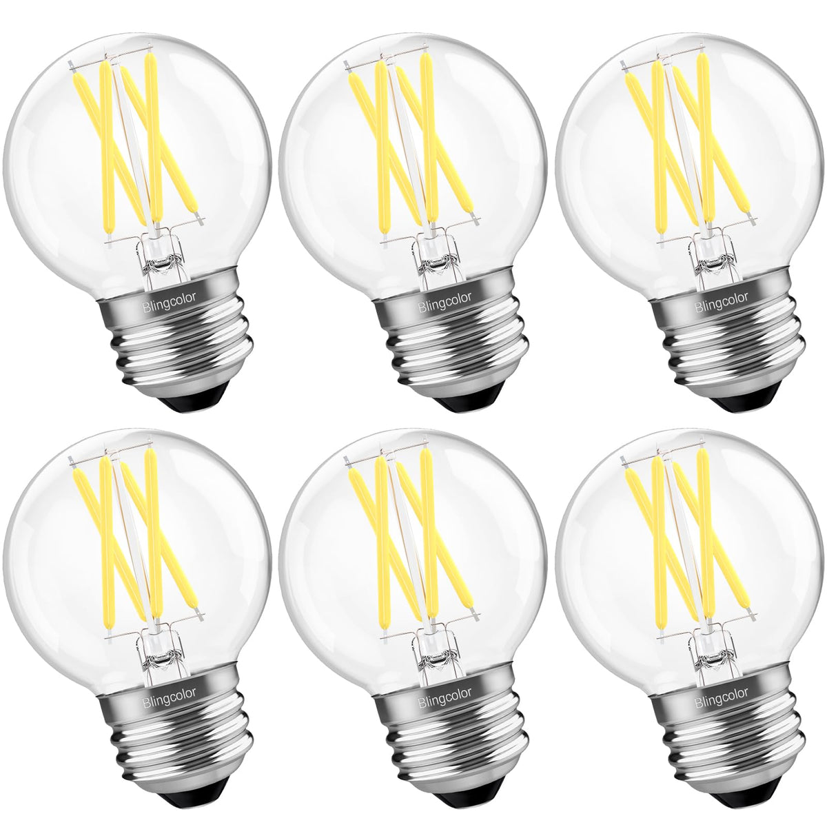 BLINGCOLOR dimmable G16.5 LED bulb in a chandelier for adjustable brightness
