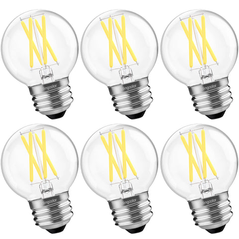 BLINGCOLOR dimmable G16.5 LED bulb in a chandelier for adjustable brightness