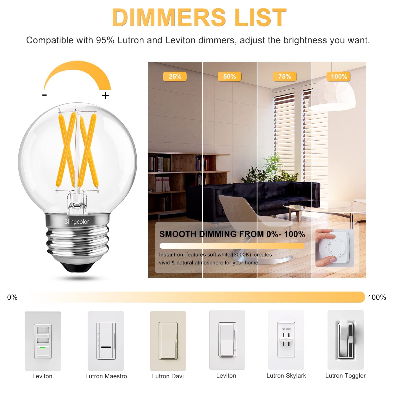 BLINGCOLOR Easy-install G16.5 bulbs snap into E26 sockets in seconds.