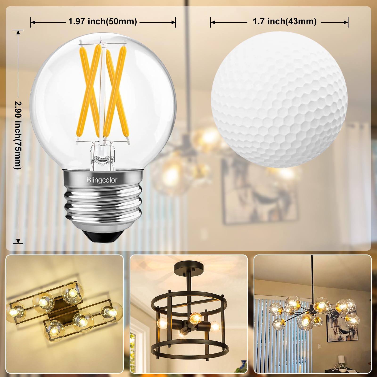BLINGCOLOR Energy-saving 6W bulbs with 25,000+ hour lifespan for durable lighting.