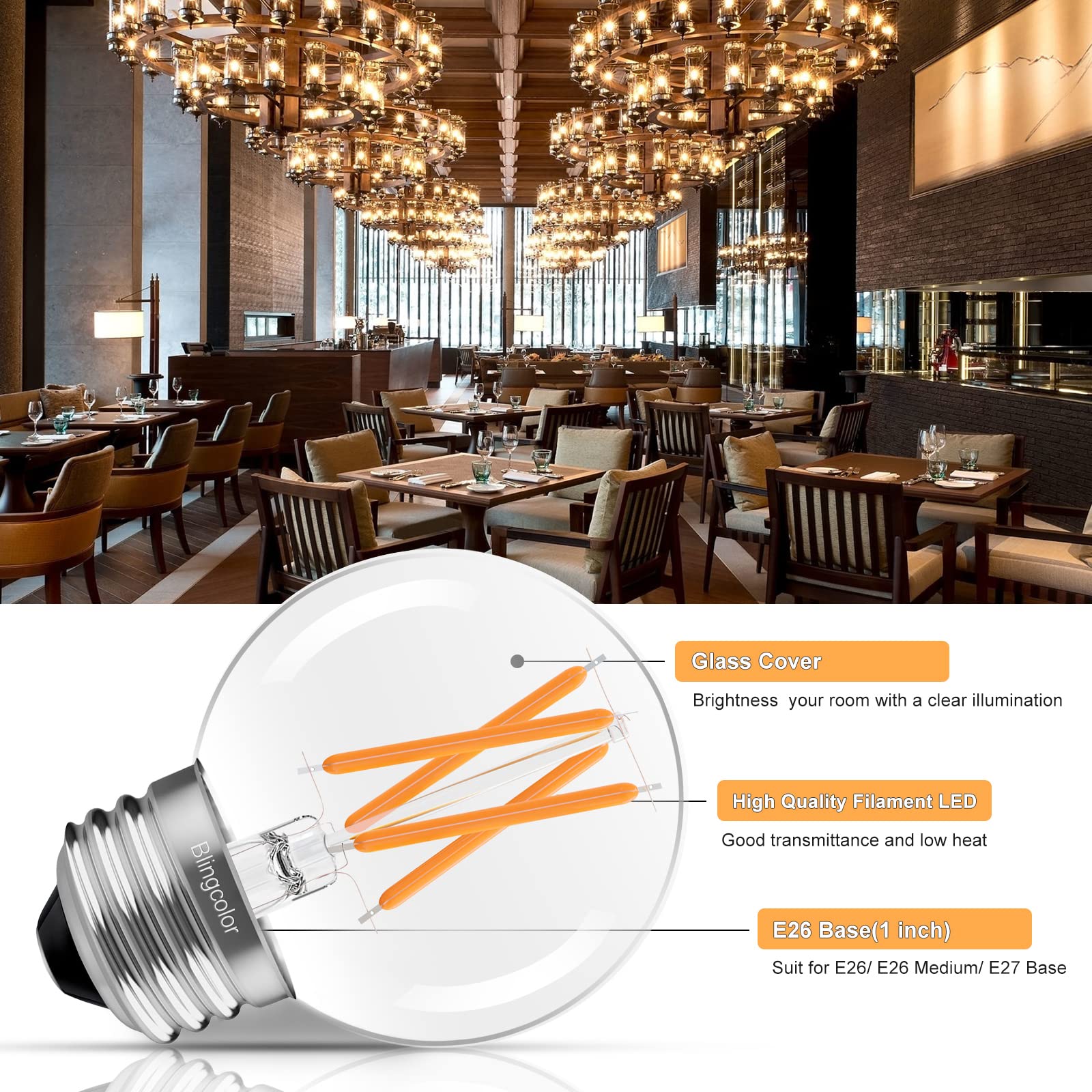BLINGCOLOR G16.5 LED bulb closeup highlights compact design and easy installation.