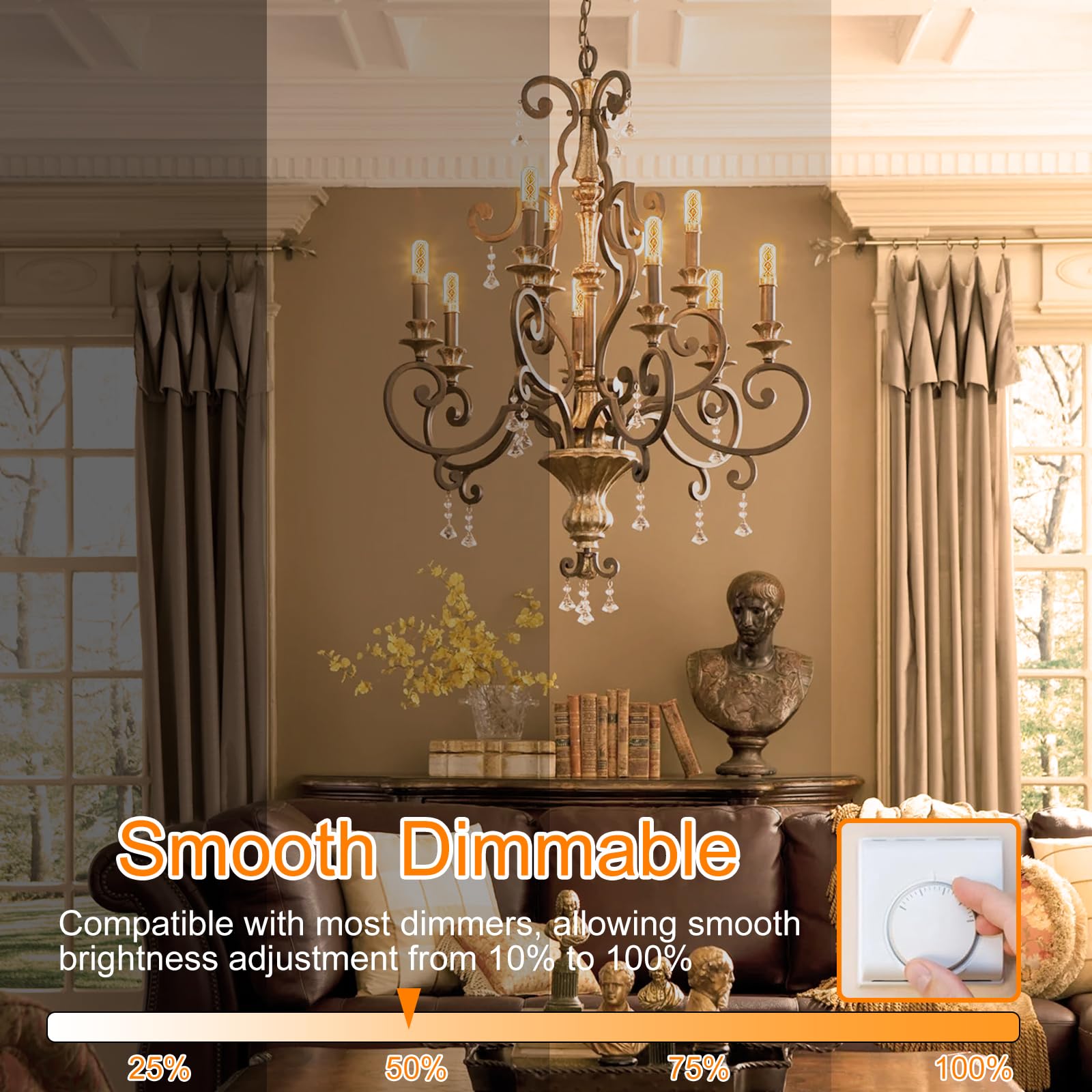 BLINGCOLOR six-pack ensures consistent color for porch, sconces, or chandeliers.
