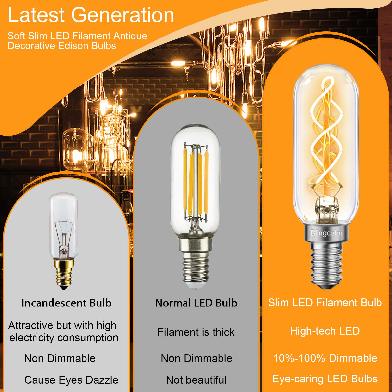BLINGCOLOR spiral filament design echoes vintage Edison style.