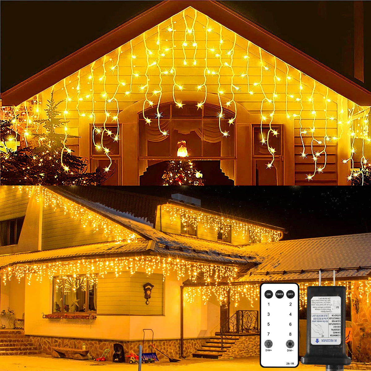 Blingstar icicle lights outdoor 49-2ft 440 LEDs illuminate exterior spaces