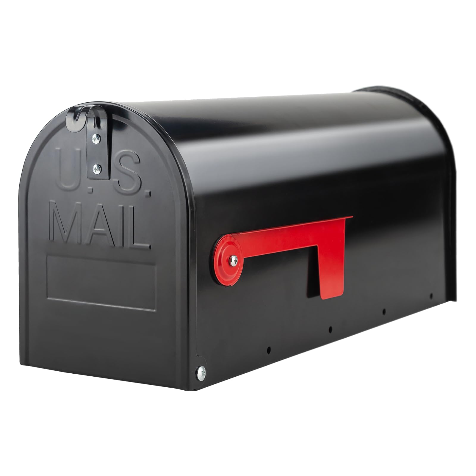 BlissBoard black metal mailbox lid open shows secure weatherproof storage.