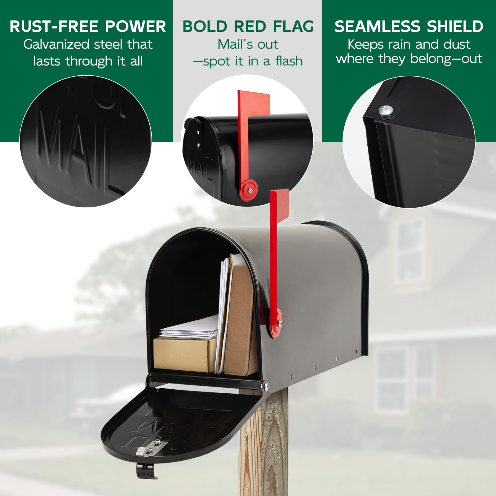 BlissBoard mailbox with 20-inch interior depth for letters and parcels