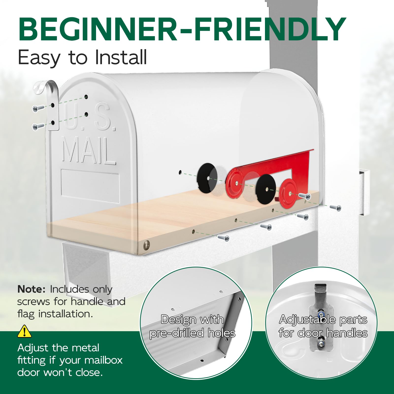 BlissBoard mailbox with pre-drilled holes enables quick, do-it-yourself installation.