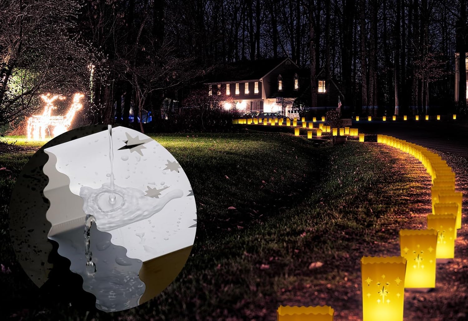 BlissfulTie 50-pack luminaries offer versatile outdoor event decor.