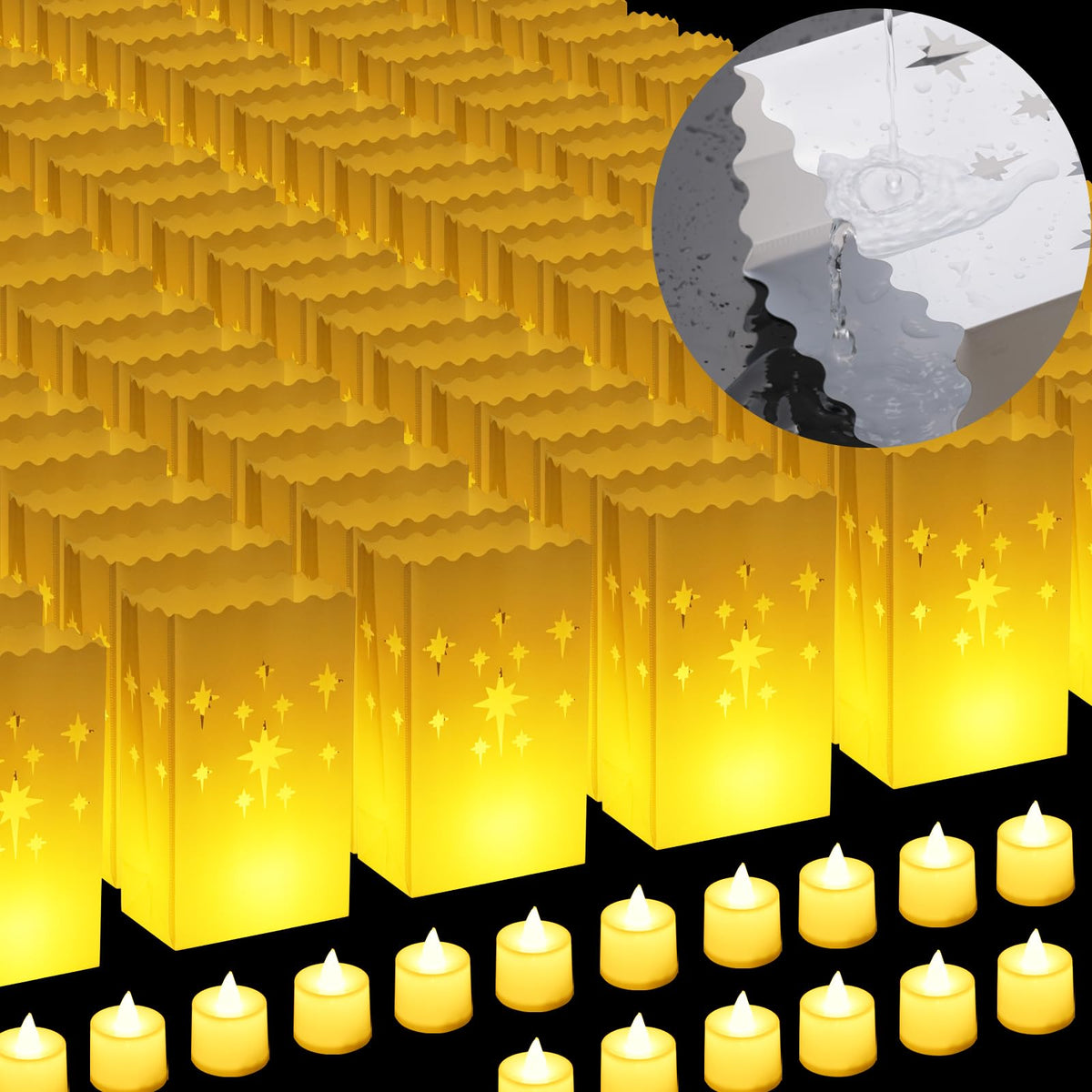 BlissfulTie luminary bags waterproof for outdoor nights with safe LED candles.