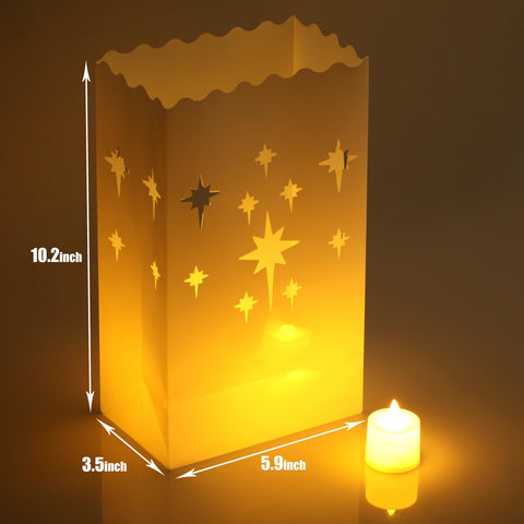 BlissfulTie luminary bags stay upright in light wind for steady illumination.