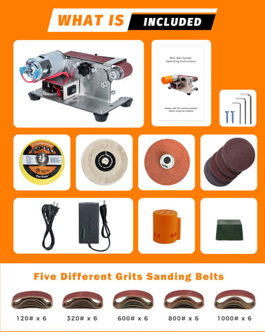 Blissthrill Mini Belt Sander quick setup guide included.