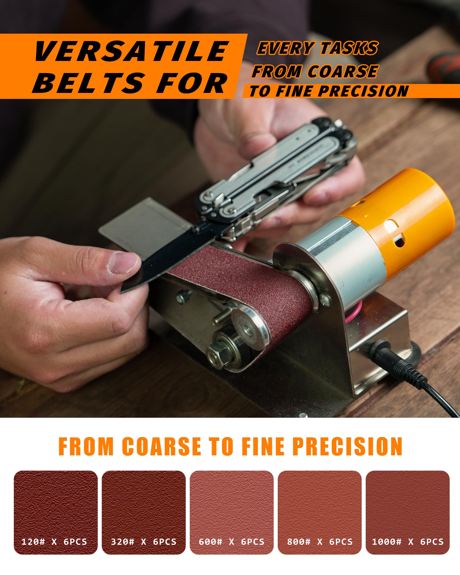 Blissthrill 30 belts included for diverse sharpening and finishing tasks
