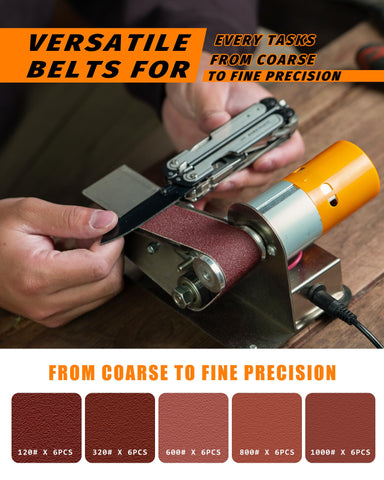 Blissthrill 30 belts included for diverse sharpening and finishing tasks